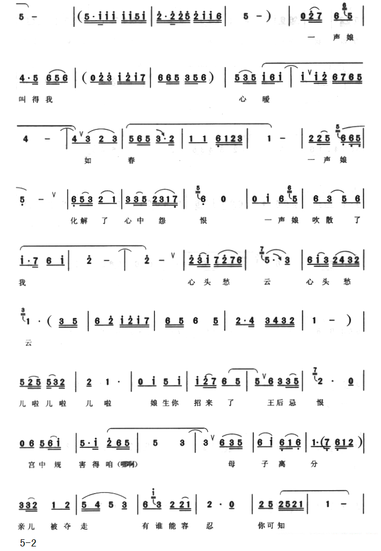 豫剧戏曲谱 《虢都遗恨》选段：娘想儿十八年悲痛难忍
