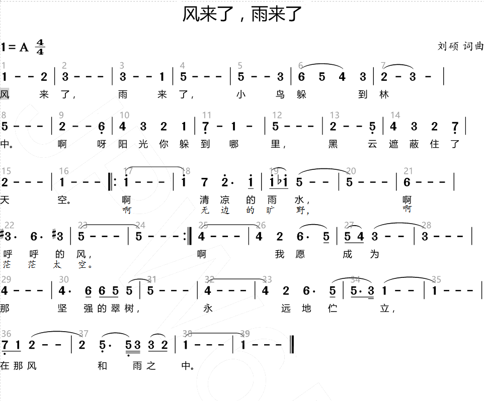 儿歌：风来了，雨来了（刘硕词曲）