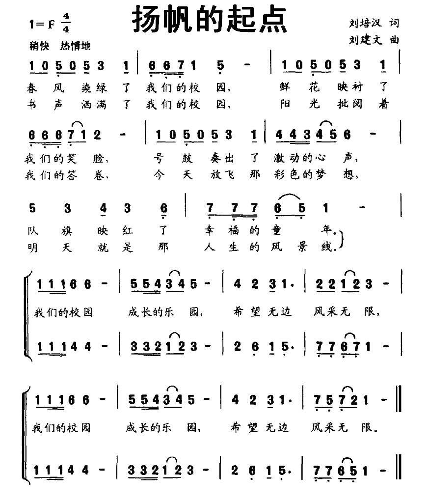 儿歌：扬帆的起点（刘培汉词 刘建文曲）
