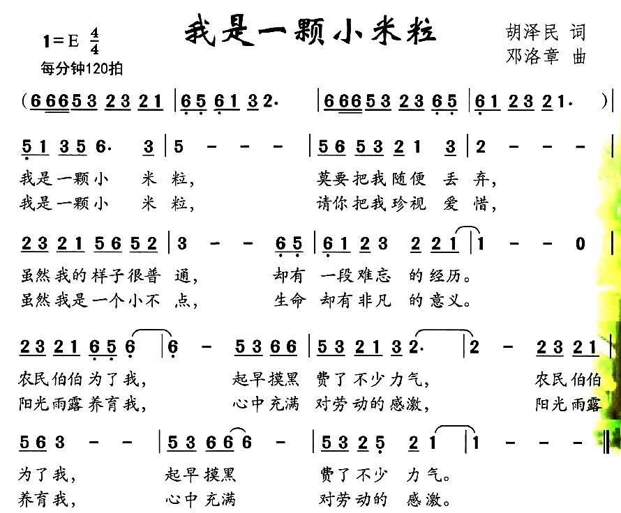 儿歌：我是一颗小米粒（邓洛章曲 胡泽民词）