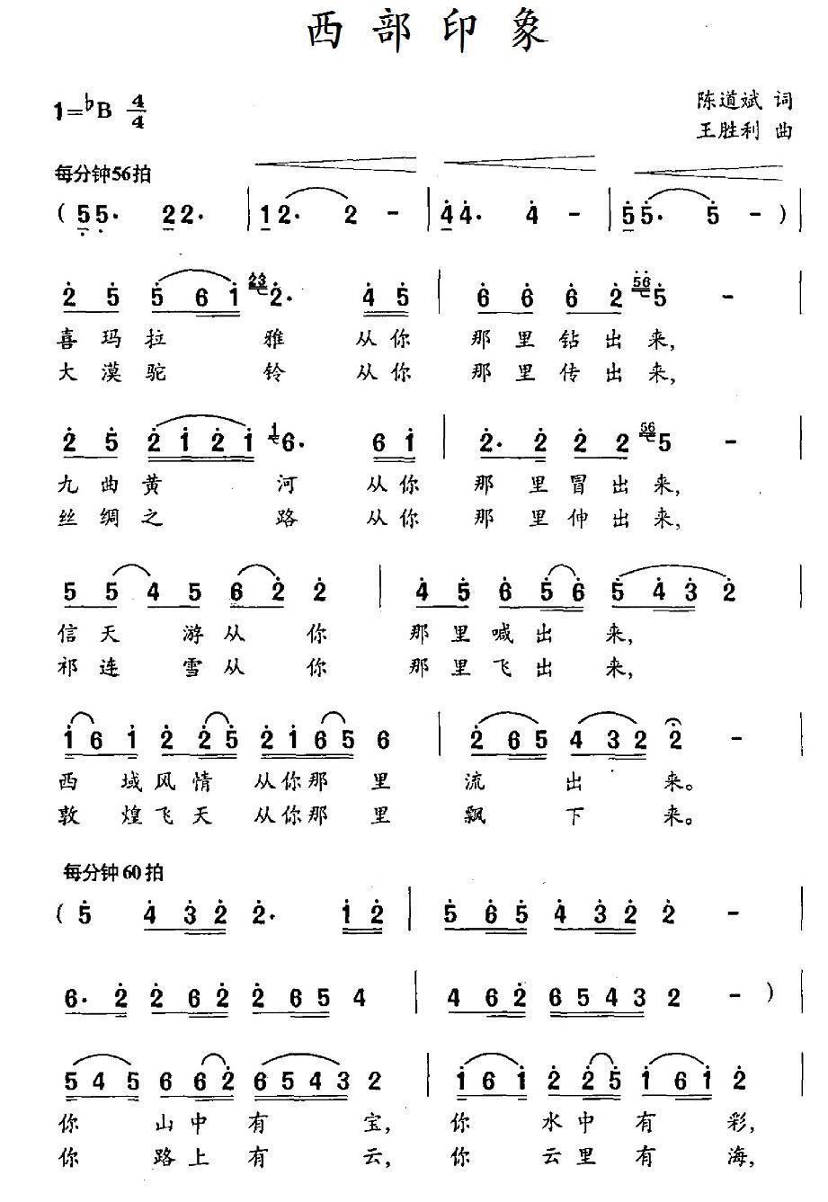 民歌：西部印象（王胜利曲 陈道斌词）
